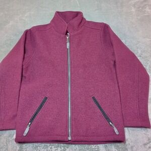 Ibex Sweater Jacket 100% New Wool Womens Size Medium Cranberry Red Full Zip